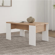 Riposto, Tavolino da Salotto Forma Rettangolare, 90x50x43h cm Marrone Rovere Nodi