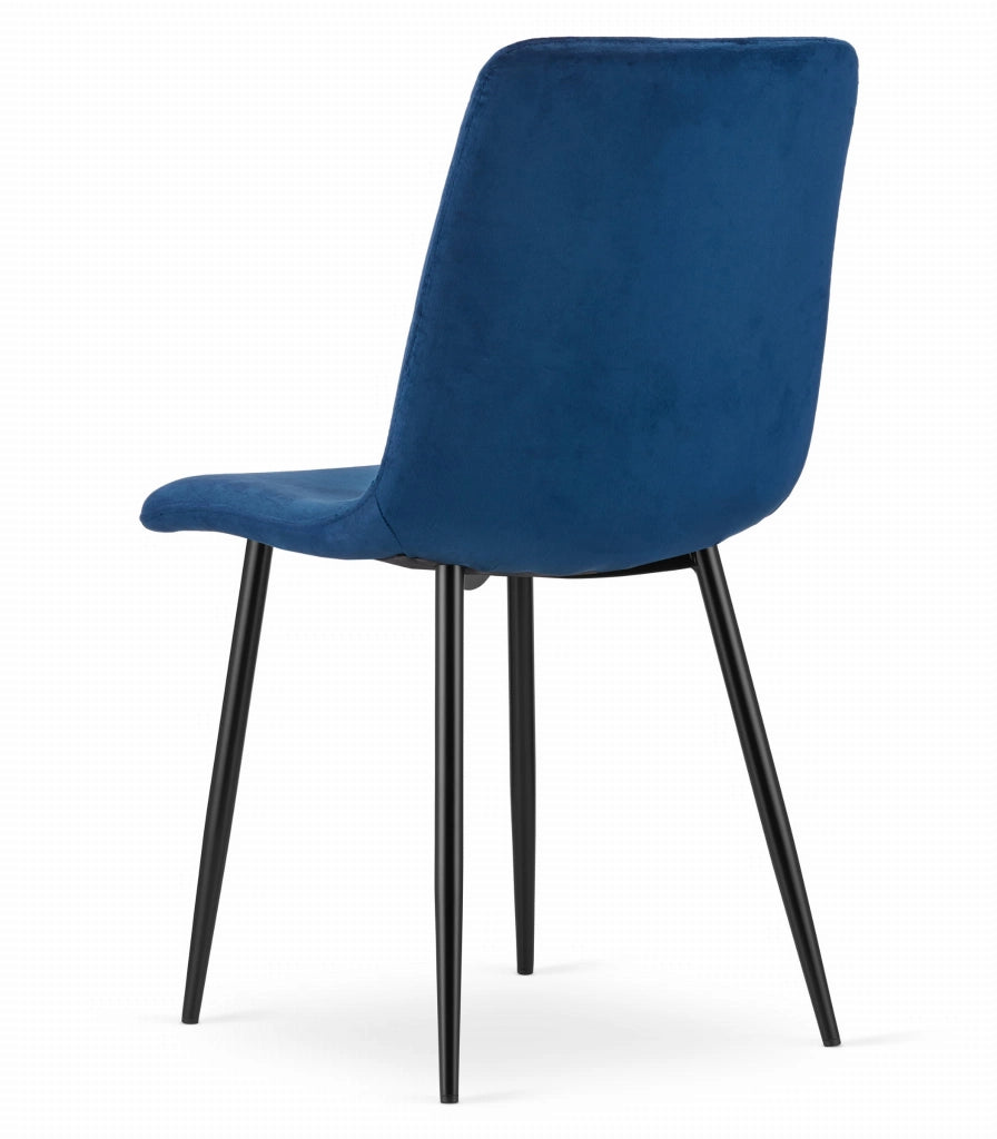 Sedia VALORA TURIN - Design ergonomico in velluto blu navy x 4