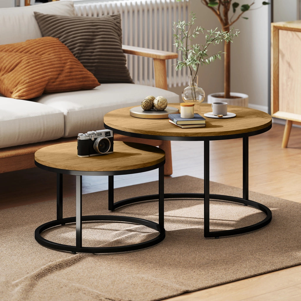 Tavolino da caff¨¨ design industriale ¨C zephmum ¨C marrone 80x40x40