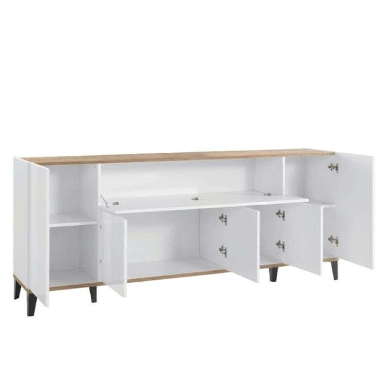 Credenza design moderno 200x40cm 5 ante vano a ribalta Stephanie Wood