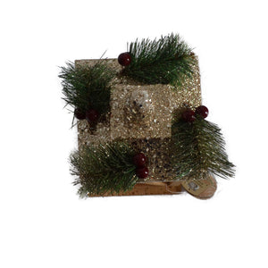 LANTERNA NATALIZIA IN LEGNO CON CANDELA  A LED