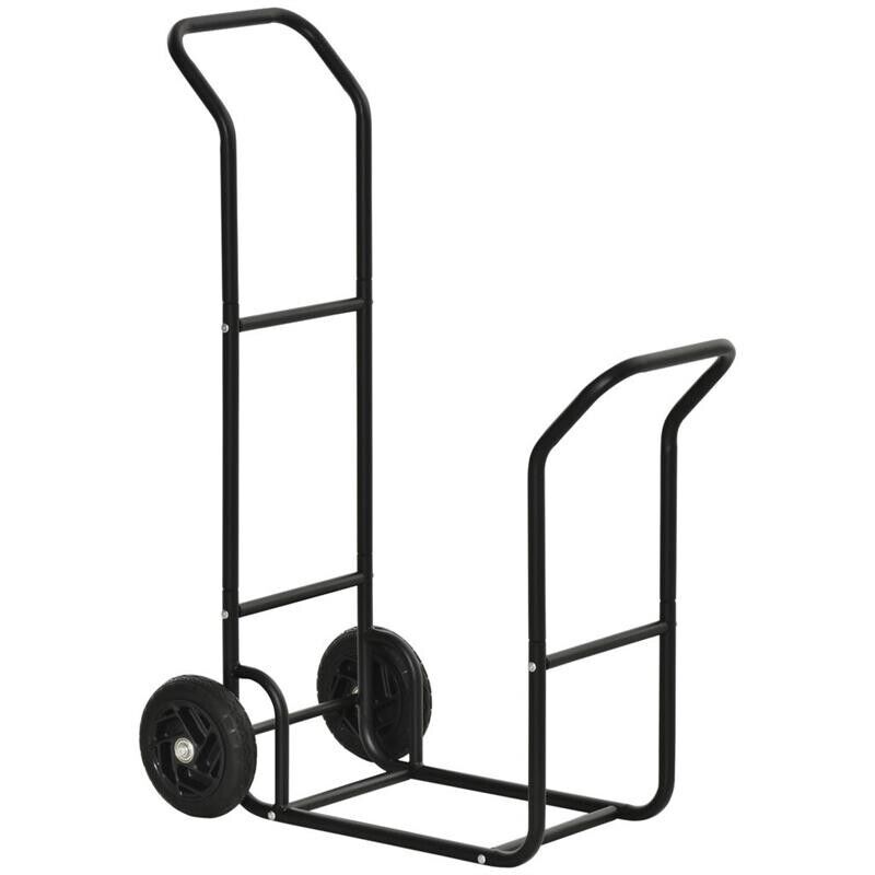 CARRELLO PORTALEGNA IN ACCIAIO CON 2 RUOTE 77X42X105CM NERO