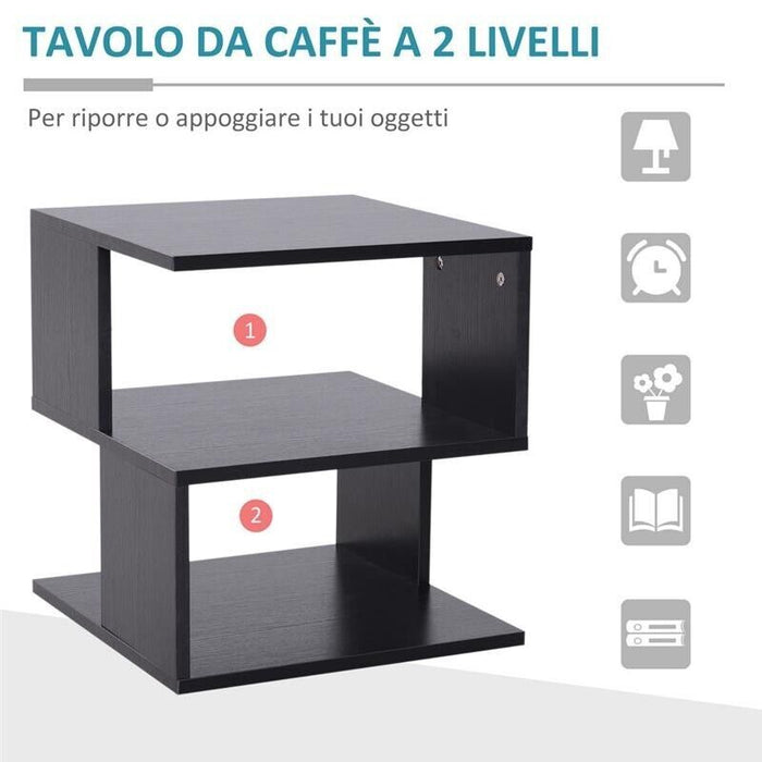 TAVOLINO DA SALOTTO IN LEGNO 40X 40 X 43CM IN COLORE NERO