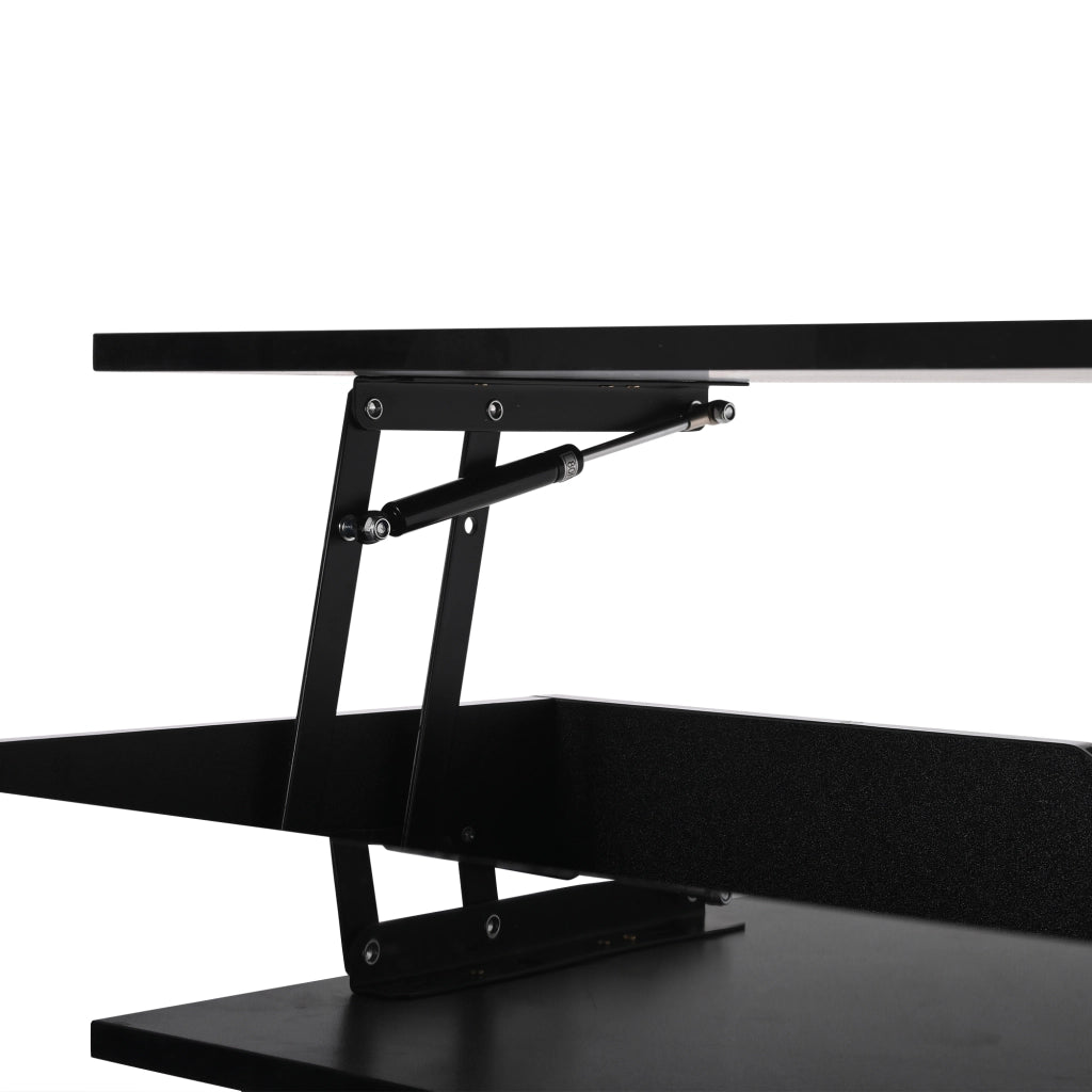 Tavolino da Salotto Sollevabile con LED e 2 Spazi Contenitore; Lucido; in Pannelli di Particelle; 80×75×40 cm; Nero