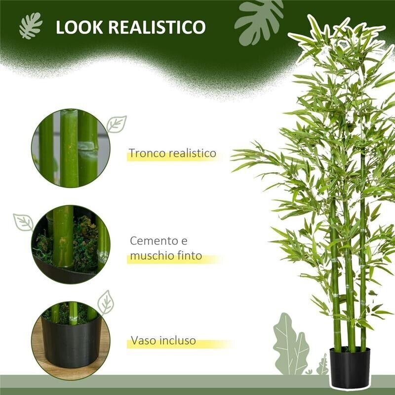 PIANTA FINTA DI BAMBÙ ALTA 150CM CON VASO INCLUSO