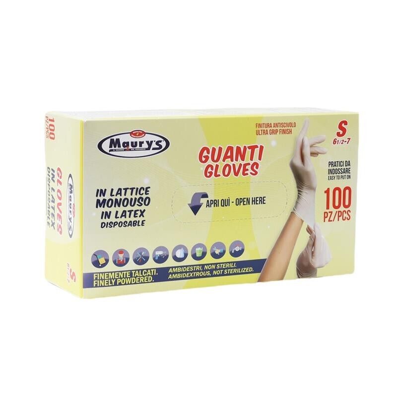 KIT SET 3 PZ MAURY'S GUANTI IN LATTICE IN CONFEZIONE DA 100 PEZZI TAGLIA S
