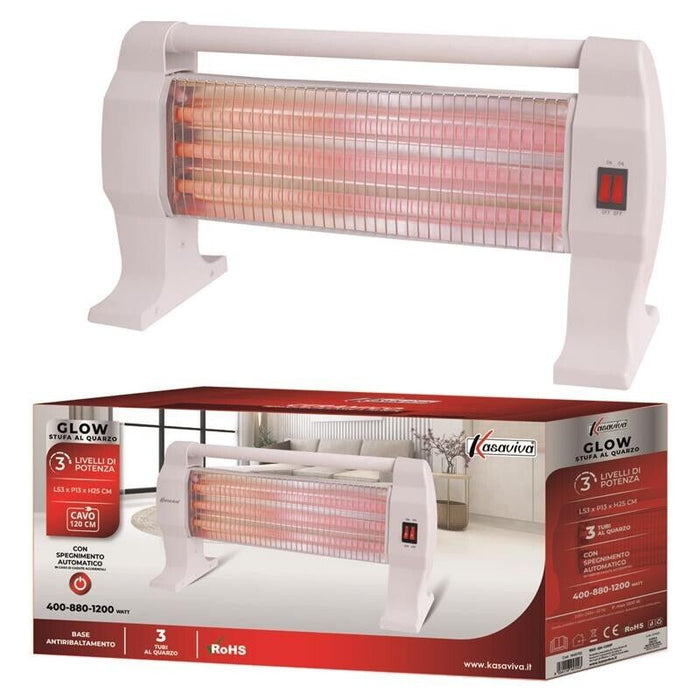 ALBA STUFA AL QUARZO DA 1200W A TERRA CON SPEGNIMENTO AUTOMATICO BIANCA