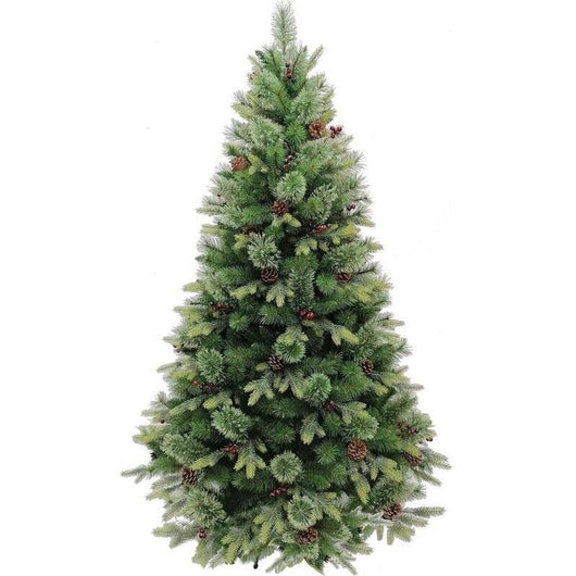 ALBERO DI NATALE ASPEN  CON BACCHE E PIGNE  CM.210 - RAMI 2513 VERDE