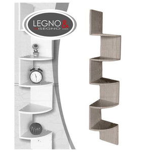 MENSOLA ANGOLARE IN LEGNO CON 4 RIPIANI 19X19X123 CM COLORE ROVERE