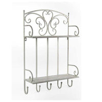 MENSOLA APPENDINO IN METALLO CON 5 GANCI 42X15X64 CM IN COLORE BIANCO