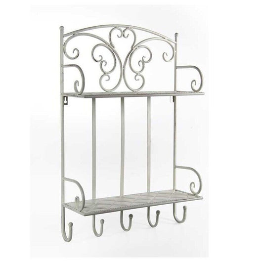 MENSOLA APPENDINO IN METALLO CON 5 GANCI 42X15X64 CM IN COLORE BIANCO