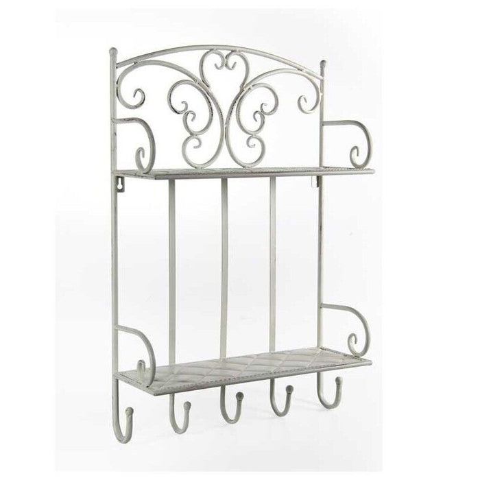 MENSOLA APPENDINO IN METALLO CON 5 GANCI 42X15X64 CM IN COLORE BIANCO