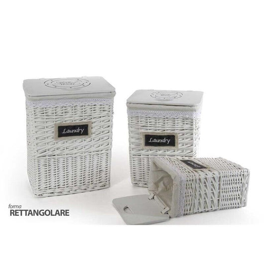 LAUNDRY TRIS PORTABIANCHERIA RETTANGOLARI IN LEGNO BIANCO