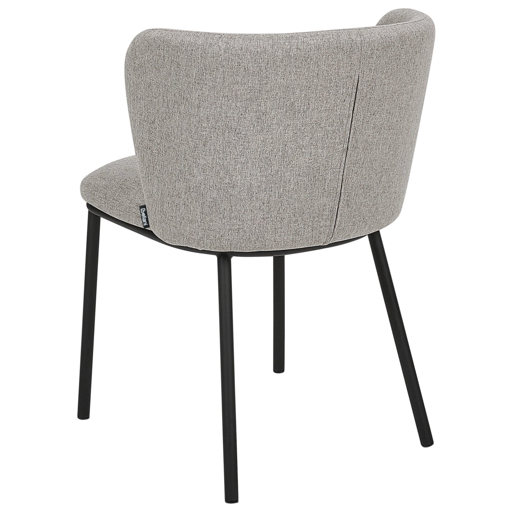 Set di 2 sedie da pranzo in poliestere grigio Rivestimenti in metallo nero Gambe senza braccioli Schienale curvo Design moderno e contemporaneo