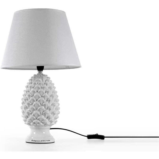 LAMPADA LUMETTO CON DESIGN A PIGNA CON BASE IN COLORE BIANCO 44.5 CM