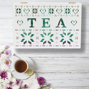 SCATOLA PER TÈ IN FORMATO 24X16X7 CM CON DECORAZIONE TRAFORATO