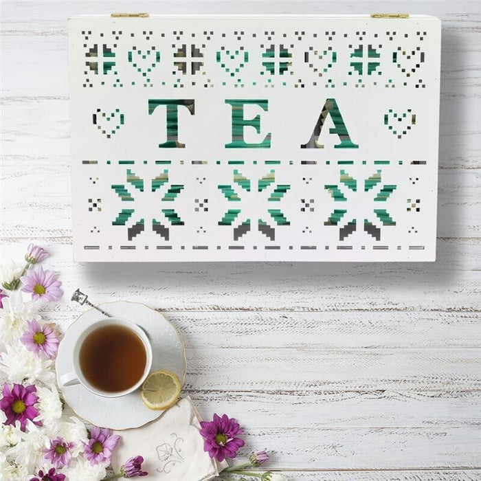 SCATOLA PER TÈ IN FORMATO 24X16X7 CM CON DECORAZIONE TRAFORATO