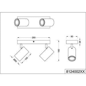 MARLEY BARRA DA SOFFITTO CON 2 FARETTI IN ACCIAIO 31.5 CM