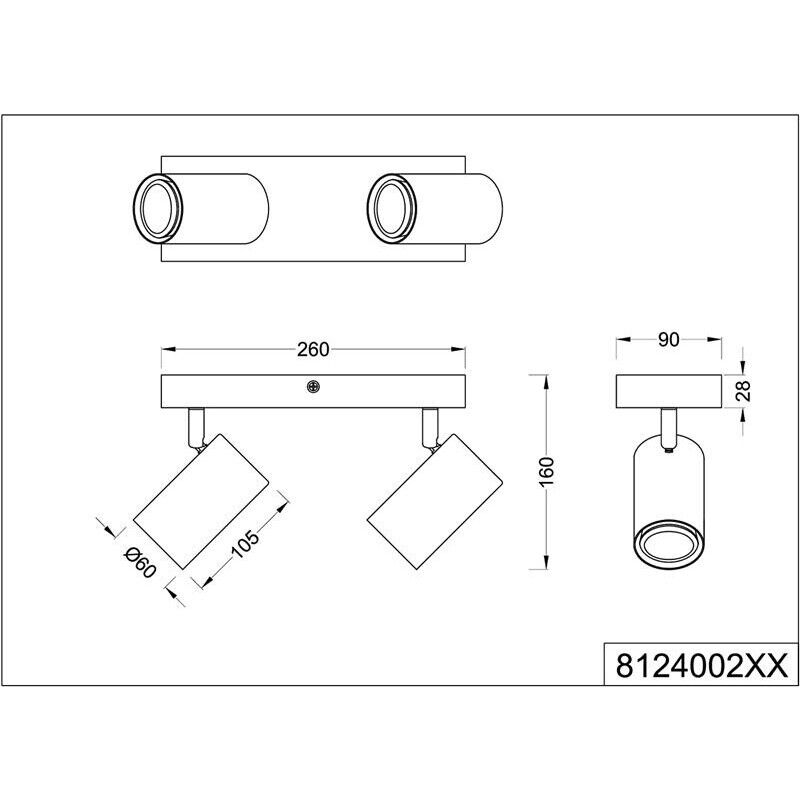 MARLEY BARRA DA SOFFITTO CON 2 FARETTI IN ACCIAIO 31.5 CM