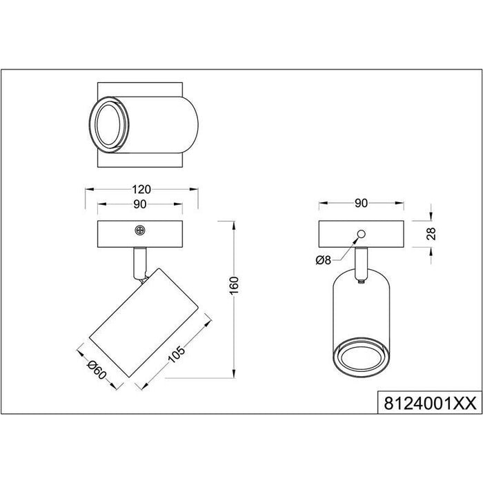 MARLEY FARETTO CON BASE IN ACCIAIO BIANCO DA H16.5 CM