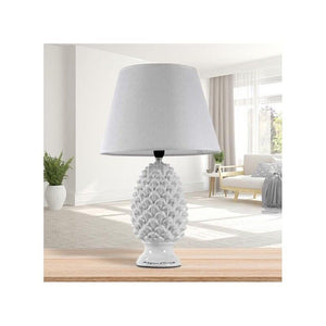 LAMPADA LUMETTO CON DESIGN A PIGNA CON BASE IN COLORE BIANCO 44.5 CM