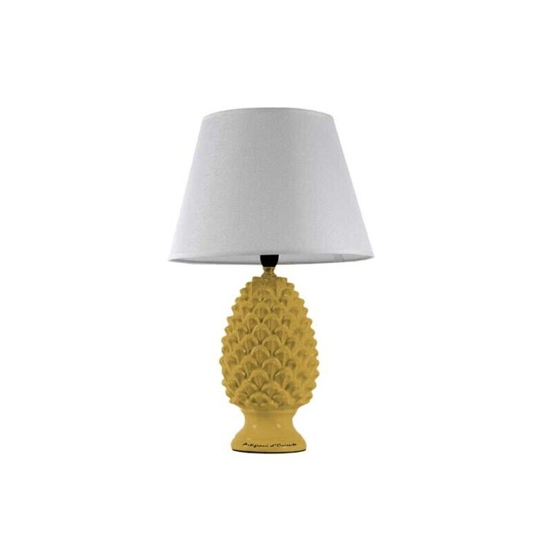 LAMPADA LUMETTO CON DESIGN A PIGNA CON BASE IN COLORE GIALLO 52 CM
