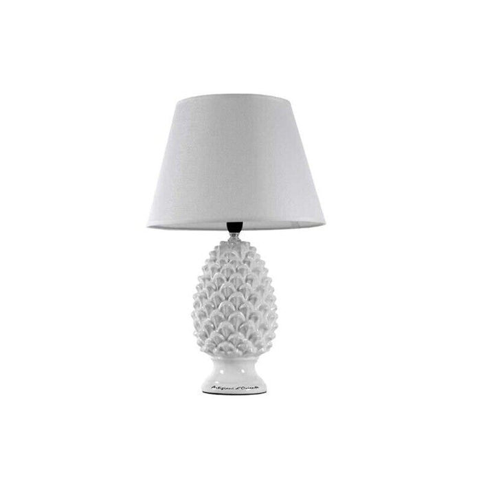 LAMPADA LUMETTO CON DESIGN A PIGNA CON BASE IN COLORE BIANCO 52 CM