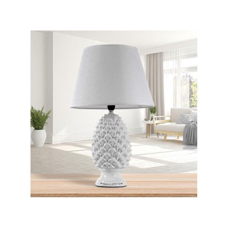 LAMPADA LUMETTO CON DESIGN A PIGNA CON BASE IN COLORE BIANCO 36 CM
