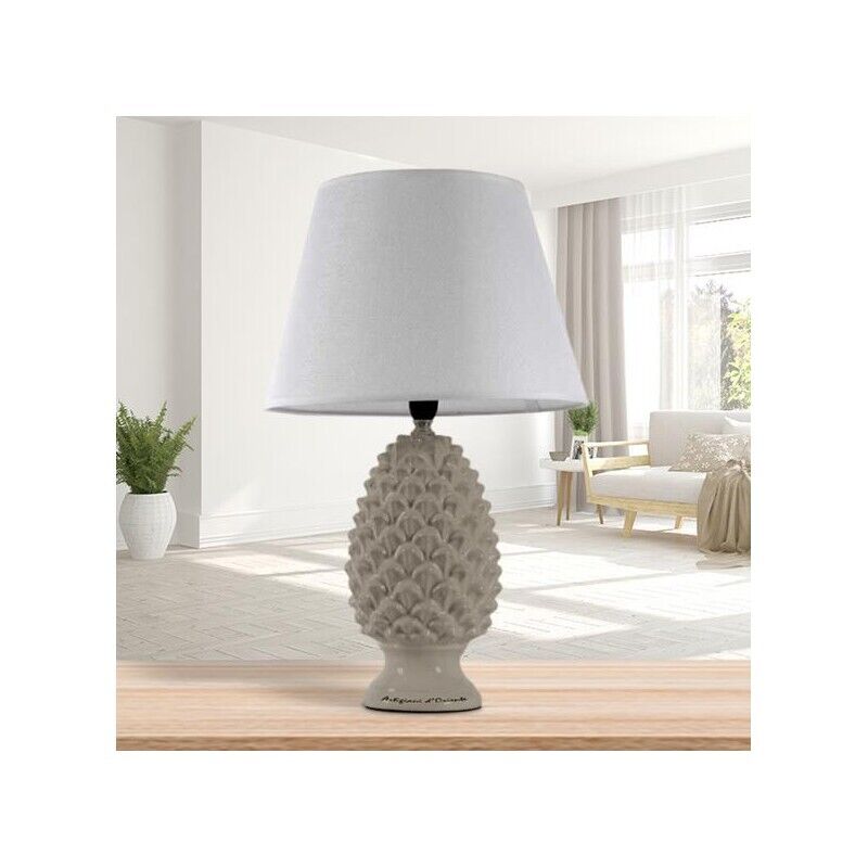 LAMPADA LUMETTO CON DESIGN A PIGNA CON BASE IN COLORE TORTORA 44.5 CM