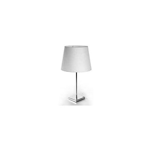 LAMPADA LUMETTO MODERNO CON BASE QUADRATA IN ACCIAIO E PARALUME BIANCO 30XH53 CM