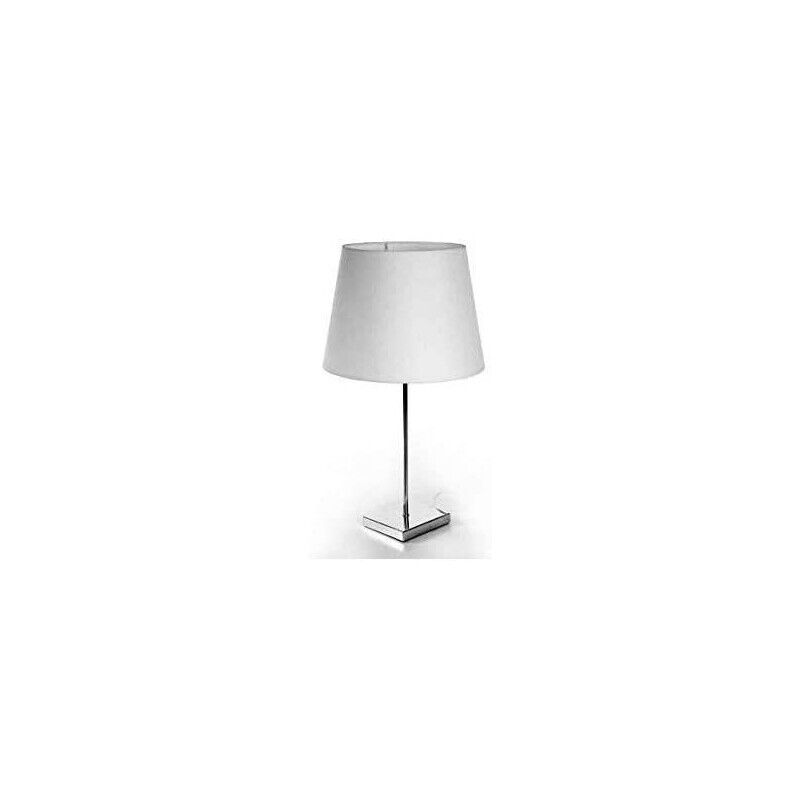 LAMPADA LUMETTO MODERNO CON BASE QUADRATA IN ACCIAIO E PARALUME BIANCO 30XH53 CM