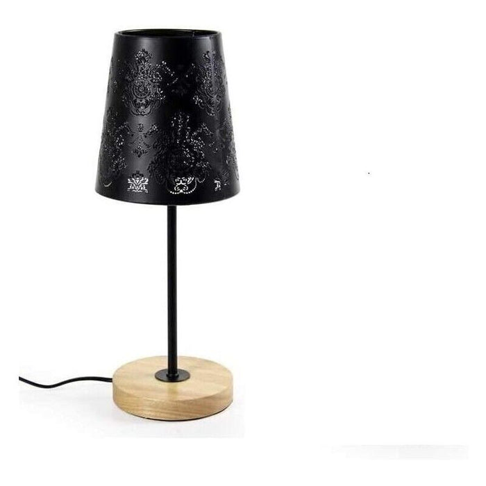 LAMPADA LUMETTO CON PARALUME IN DESIGN FLOREALE DI COLORE NERO 14 X 35 CM