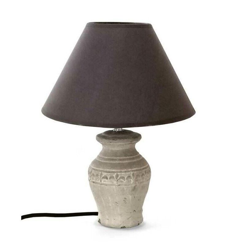 LAMPADA ORY CON BASE IN EFFETTO CEMENTO E PARALUME MARRONE DA 26 X 36 CM
