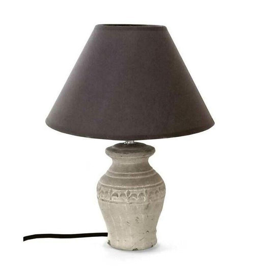 LAMPADA ORY CON BASE IN EFFETTO CEMENTO E PARALUME MARRONE DA 26 X 36 CM