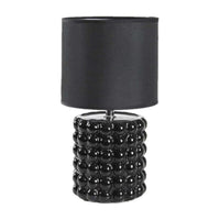 LAMPADA LUMETTO DA TAVOLO CON BASE IN CERAMICA EFFETTO BUBBLE 18X33 CM NERA