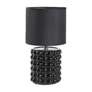 LAMPADA LUMETTO DA TAVOLO CON BASE IN CERAMICA EFFETTO BUBBLE 18X33 CM NERA
