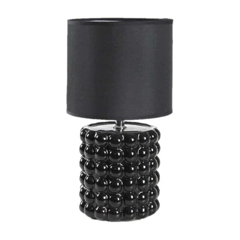 LAMPADA LUMETTO DA TAVOLO CON BASE IN CERAMICA EFFETTO BUBBLE 18X33 CM NERA