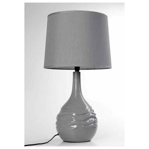 LAMPADA DA TAVOLO IN CERAMICA CON BASE ONDULATA 34X34X H72 CM GRIGIA