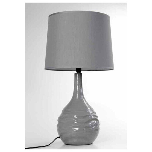 LAMPADA DA TAVOLO IN CERAMICA CON BASE ONDULATA 34X34X H72 CM GRIGIA