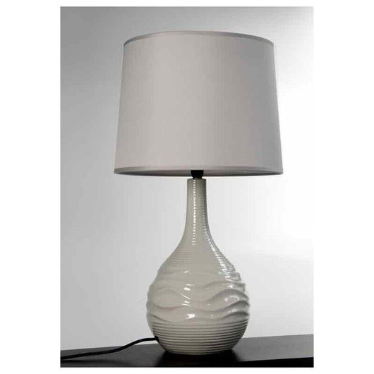 LAMPADA DA TAVOLO IN CERAMICA CON BASE ONDULATA 34X34X H72 CM TORTORA