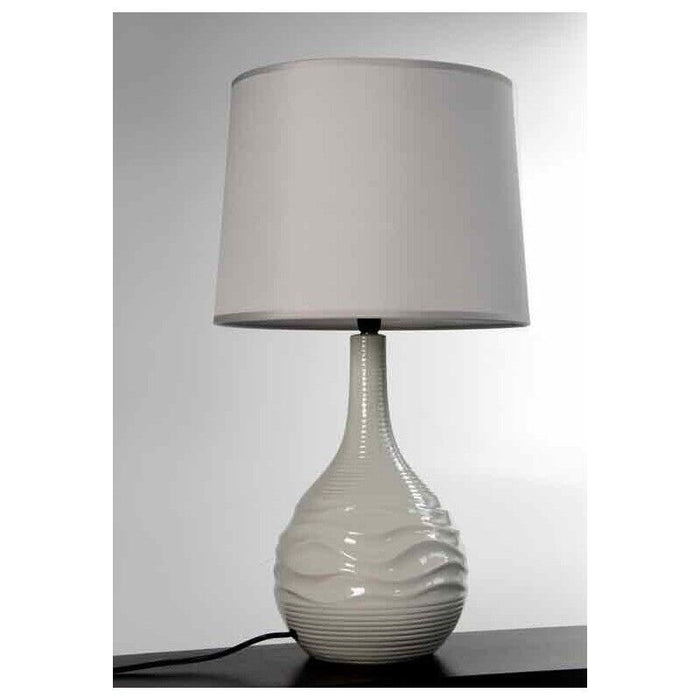 LAMPADA DA TAVOLO IN CERAMICA CON BASE ONDULATA 34X34X H72 CM TORTORA