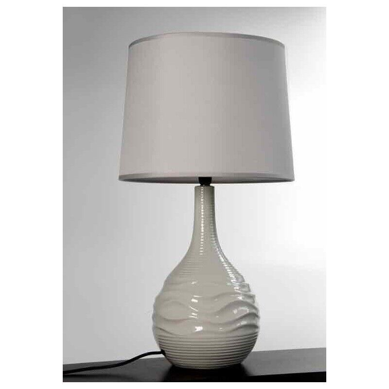 LAMPADA DA TAVOLO IN CERAMICA CON BASE ONDULATA 34X34X H72 CM TORTORA