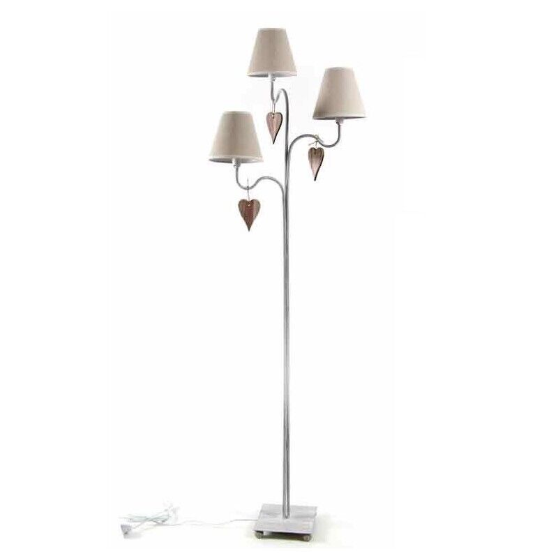 LAMPADA A PIANTANA CON 3 LUCI IN METALLO 45 X 152 CM COLORE BEIGE E BIANCO