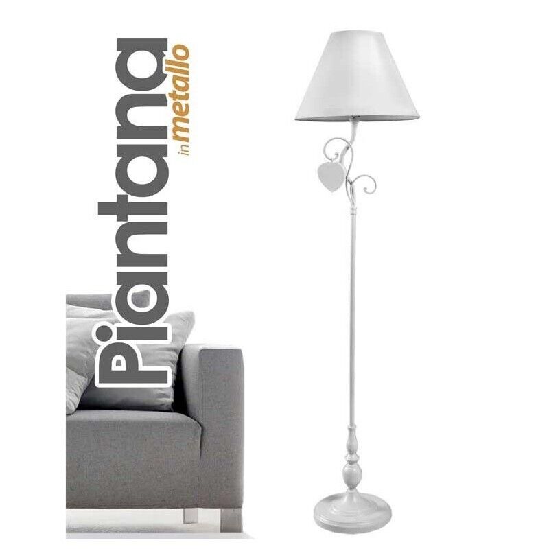 CUORE PENDENTE LAMPADA A PIANTANA CON CAPPA IN METALLO DA 154 CM COLORE BIANCO