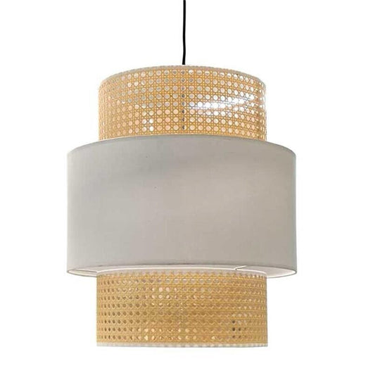 LAMPADARIO IN VIMINI 45 X 44 CM COLORE BEIGE E BIANCO