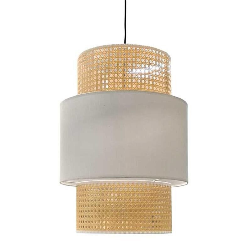 LAMPADARIO IN VIMINI 30 X 44 CM COLORE BEIGE E BIANCO