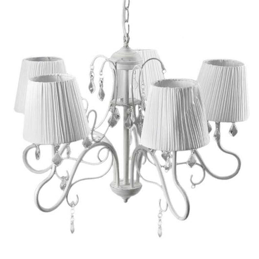 PERLA PLISSE LAMPADARIO PENDENTE A 5 LUCI DA 60 COLORE BIANCO