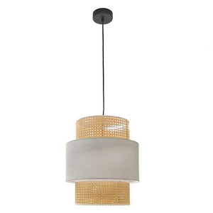 LAMPADARIO IN VIMINI 45 X 44 CM COLORE BEIGE E BIANCO