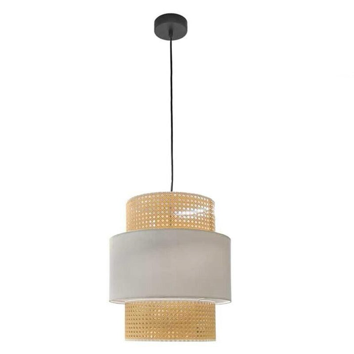 LAMPADARIO IN VIMINI 45 X 44 CM COLORE BEIGE E BIANCO