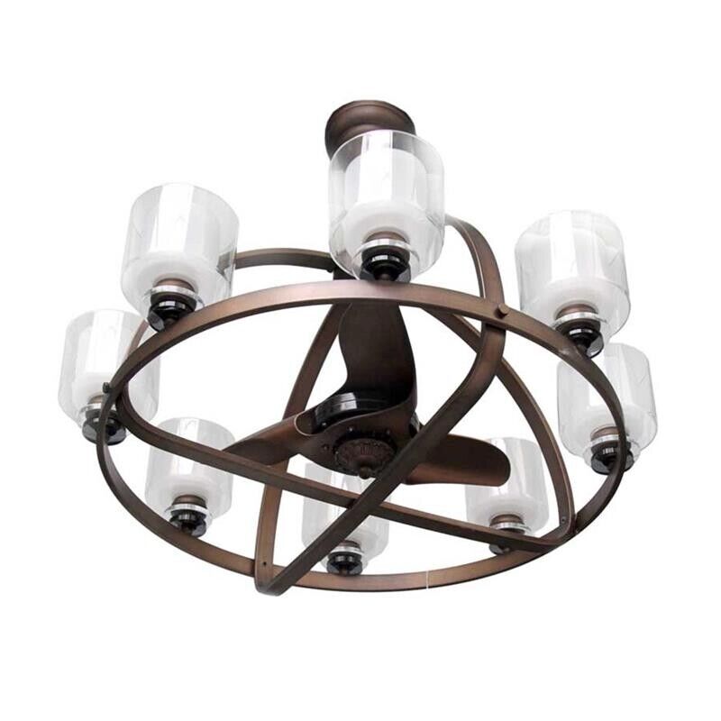 LAMPADARIO CON VENTILATORE AD 8 LUCI 86 X 84 CM COLORE BRONZO